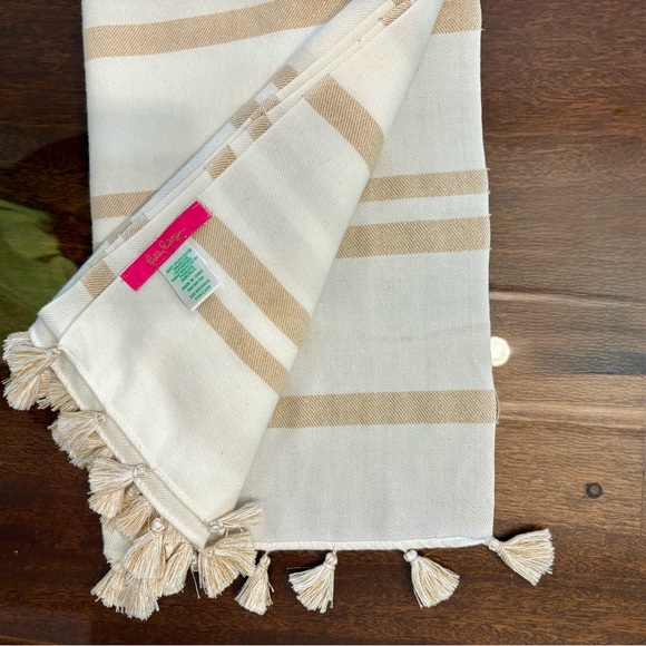 Lilly Pulitzer Cream and Tan Striped Scarf - Picture 2 of 4